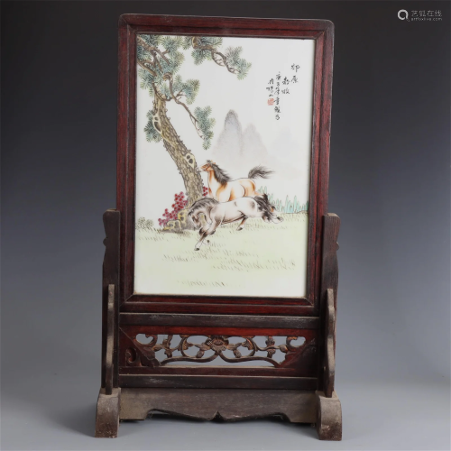A Chinese Famille-Rose Glazed Porcelain Plaque