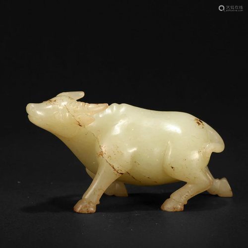 A WHITE JADE 'WATER BUFFALO' CARVING