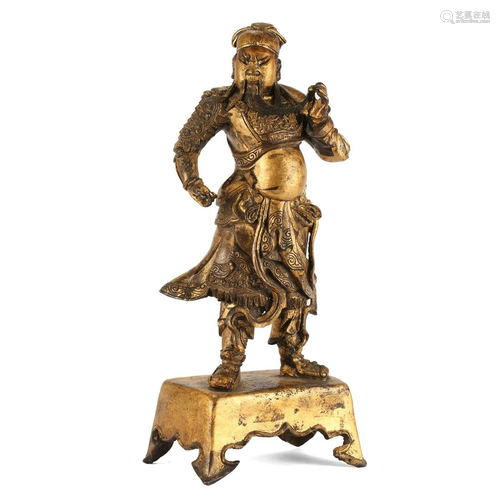 A GILT-BRONZE 'GUANGONG' FIGURE