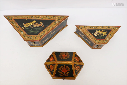 3 hand painted boxes