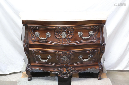 carved walnut Bombe front commode