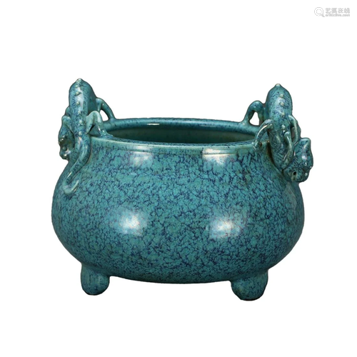 A FLAMBE-GLAZED 'BEAST' INCENSE BURNER