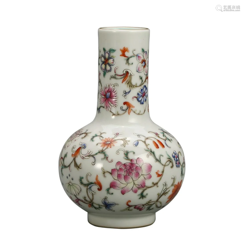 A DOUCAI FLORAL BOTTLE VASE