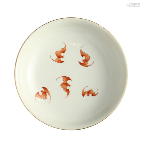 A RED-GLAZED 'BATS' DISH