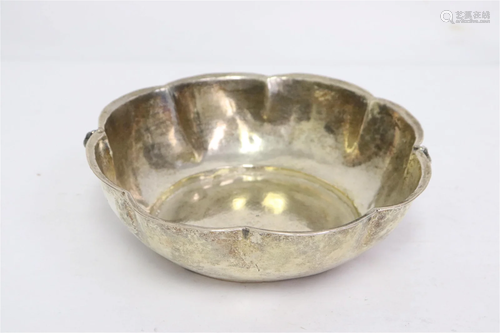 Spanish colonial hand hammered silver handled bowl