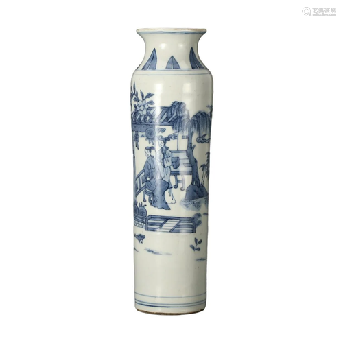 A BLUE AND WHITE 'FIGURES' VASE