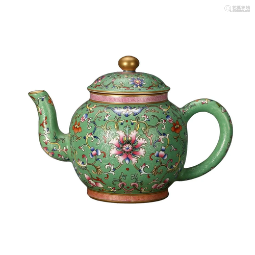 A FAMILLE-ROSE FLORAL TEAPOT