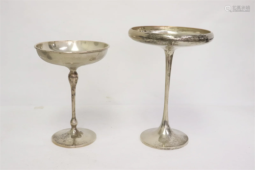 2 weighted sterling pedestal cups, wt. 430gm