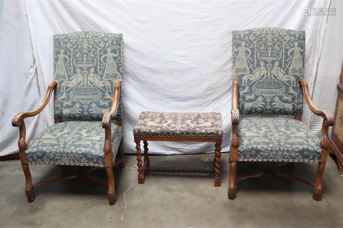 3pc 19th c. furniture with tapestry style upholstery