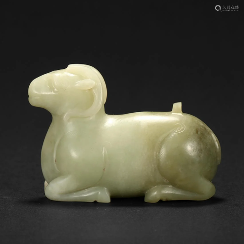 A WHITE JADE 'RAM' CARVING