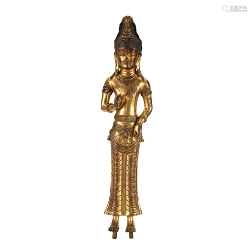 A GILT-BRONZE FIGURE OF BODHISATTVA