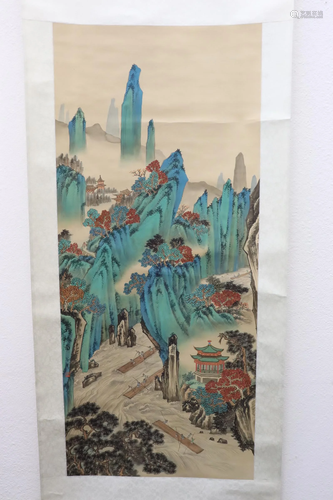 Chinese watercolor scroll "mountain landscape"