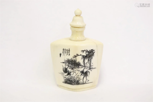 Chinese bone carved snuff bottle