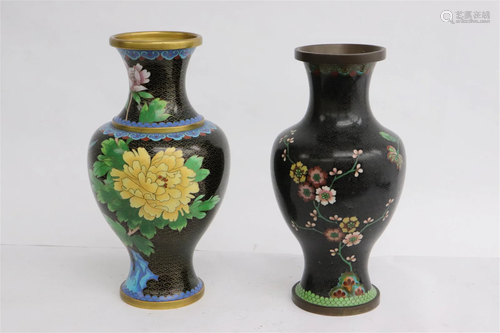 Pair Chinese cloisonne vases