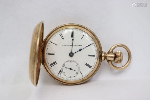 14K hunter cased pocket watch by Elgin