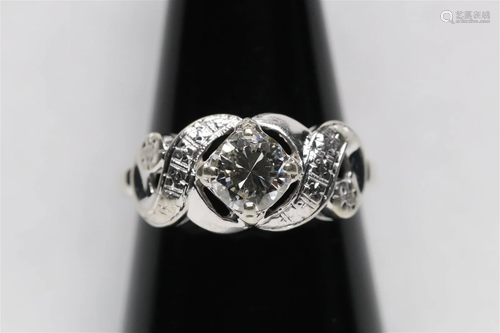 14K W/G deco diamond ring