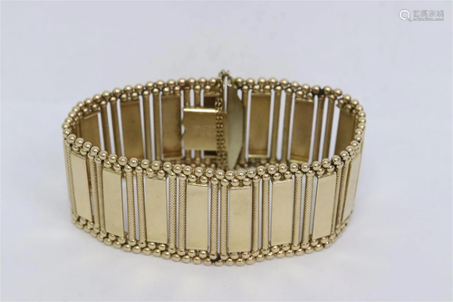 Italian 14K Y/G wide link bracelet