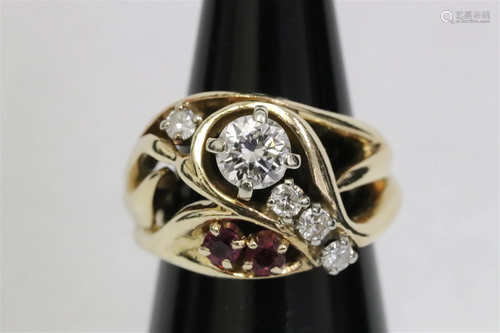 A beautiful 14K rose gold retro diamond ring