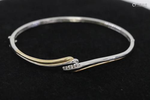 10K bicolor gold bangle set with diamonds