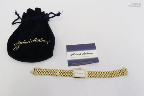 as new 14K wrist watch by Michael Anthony w/ certificate