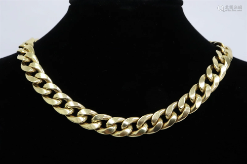 Italian 14K Y/G flat link necklace