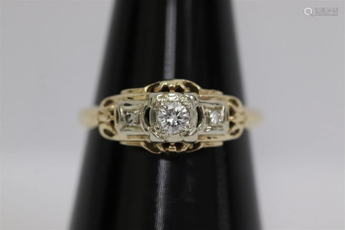 Victorian 14K Y/G diamond ring