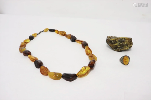 3 amber pieces