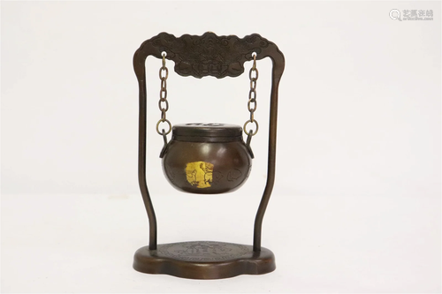 Unusual Chinese hanging bronze censer