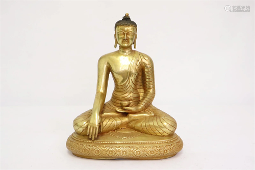 Chinese gilt bronze sculpture of deity