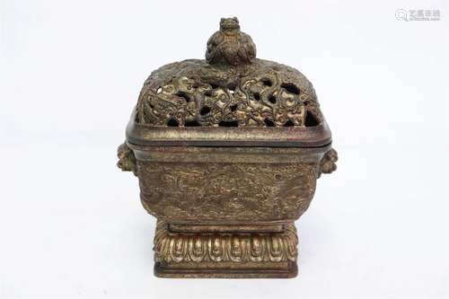 A fancy Chinese bronze covered censer