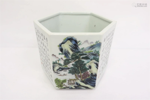 Chinese large famille rose porcelain brush holder