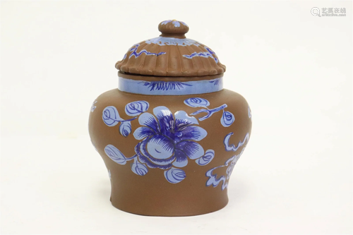 Fine enamel on Yixing tea caddy