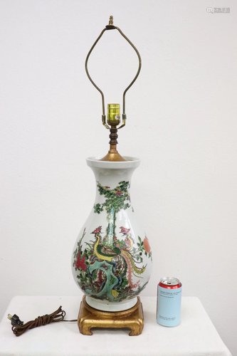 Chinese porcelain vase, made as lamp, Daoguang period