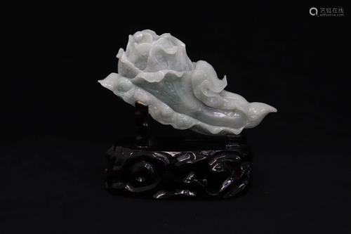 Chinese natural color jadeite carved cabbage