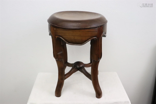 Chinese round rosewood pedestal stool