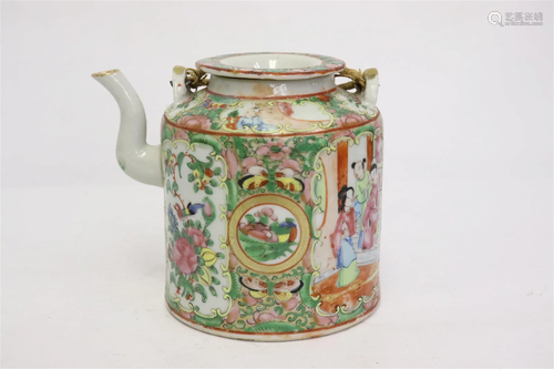 19th century Chinese rose canton teapot