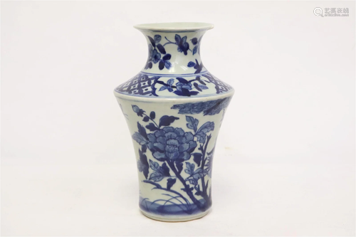 A vintage Chinese blue and white porcelain vase