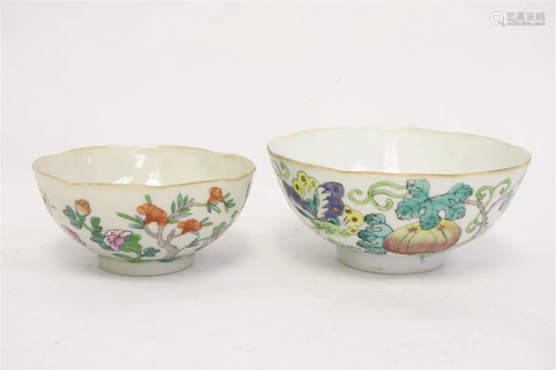 2 Chinese famille rose porcelain bowls