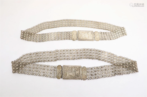 2 Chinese silver belts