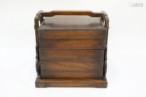 Chinese rosewood traveling small book chest