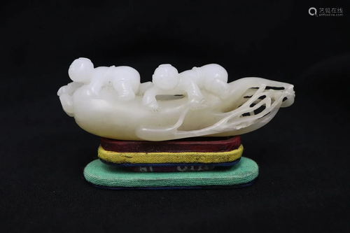 A beautiful white jade ornament in box