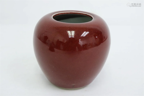 Chinese red glazed porcelain water dripper