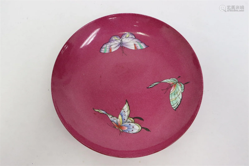 A purple glazed small porcelain plate