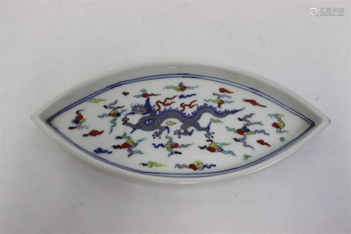 Unusual lozenge shape famille rose porcelain plate