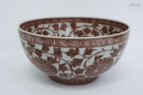 Chinese red and white porcelain bowl