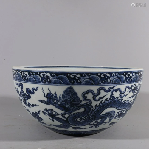 CHINESE BLUE-AND-WHITE BOWL DEPICTING 'DRAGON', &#...