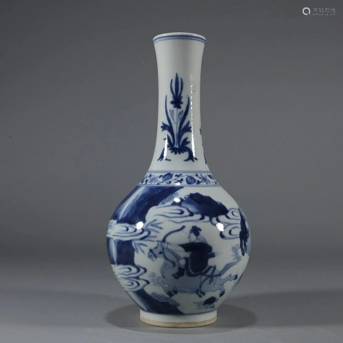 CHINESE BLUE-AND-WHITE VASE DEPICTING 'FIGURE STORY...