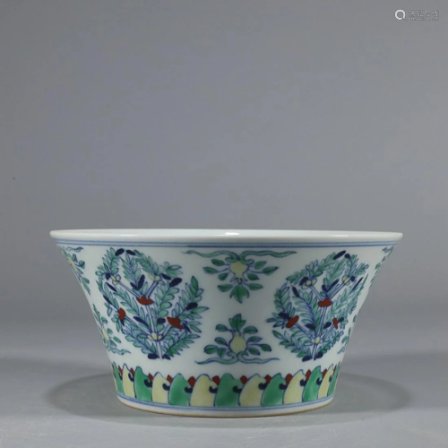 CHINESE DOUCAI BOWL DEPICTING 'FLORAL', 'QING...