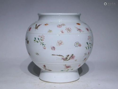 CHINESE FAMILLE-ROSE JAR DEPICTING 'BUTTERFLY AND FLOWE...