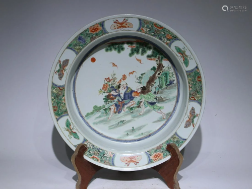 CHINESE FAMILLE-VERTE BASIN DEPICTING 'FIGURE STORY...